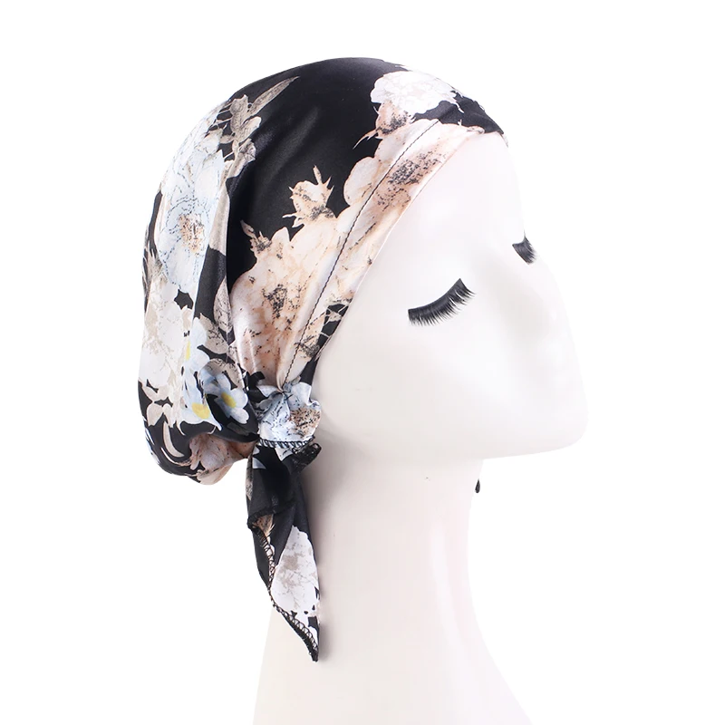 Pre-tied Women Turban Satin 2022 New Paisley Pattern Muslim Headband Soft Flexib Hair Scarf Chemo Cap Leadies Head Wrap Bandana