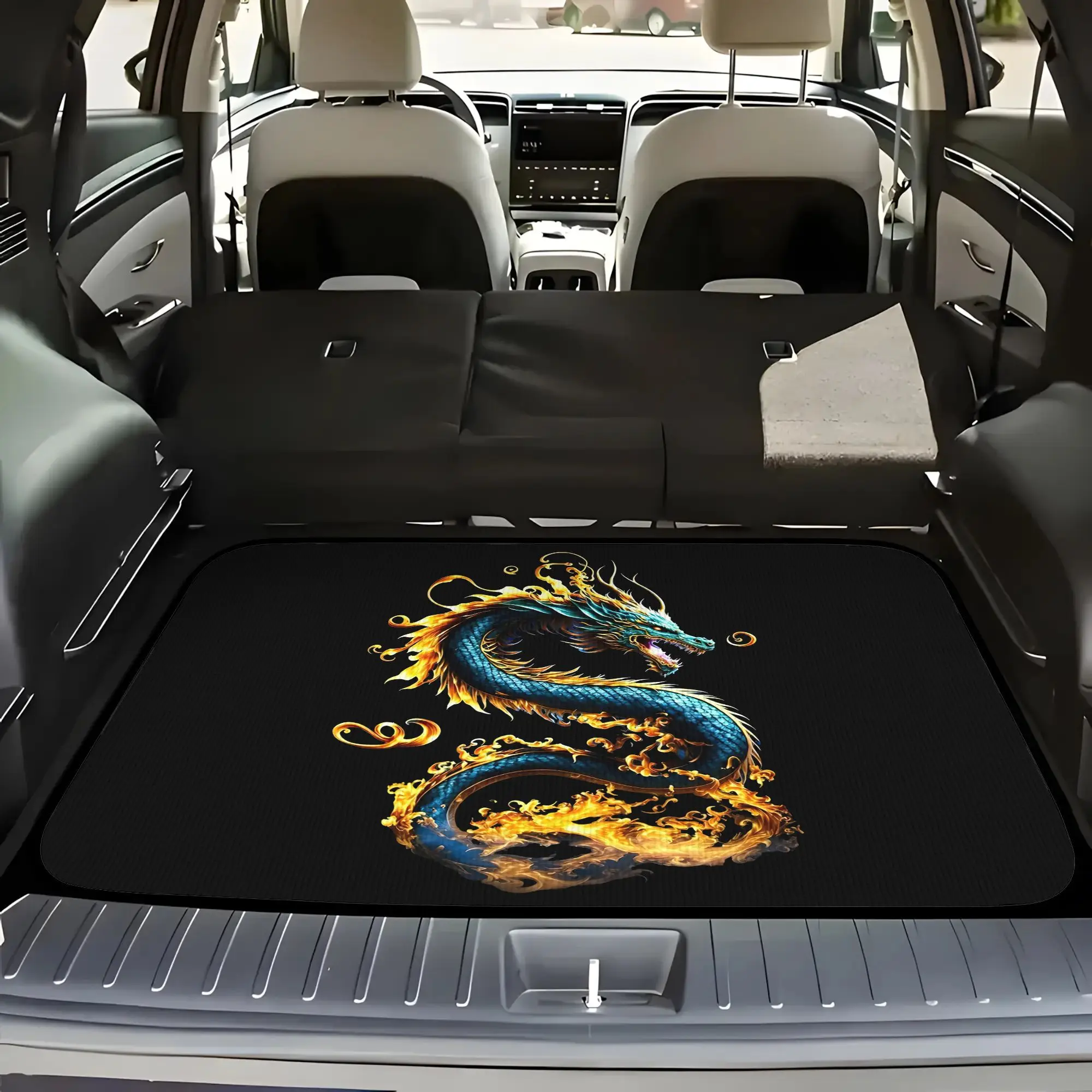 2D Plane 5pcs Blazing Divine Dragon Car Floor Mat | Trunk Liner -5pcs Set (including 4 Floor Mats And 1 Trunk Liner) Enhancing V