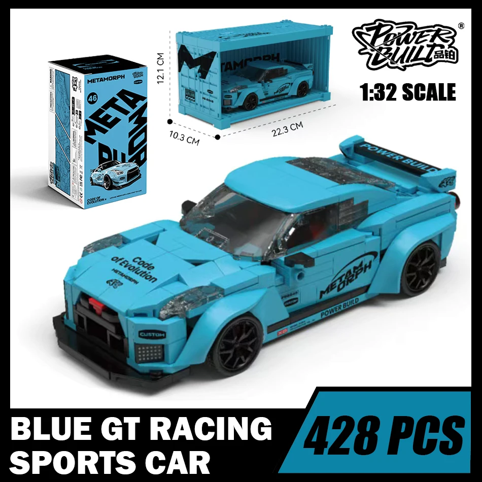1:32 escala moc cidade azul gt corrida esportes carro blocos de construção tijolos supercar velocidade racer garagem brinquedos com caixa exibição crianças presente