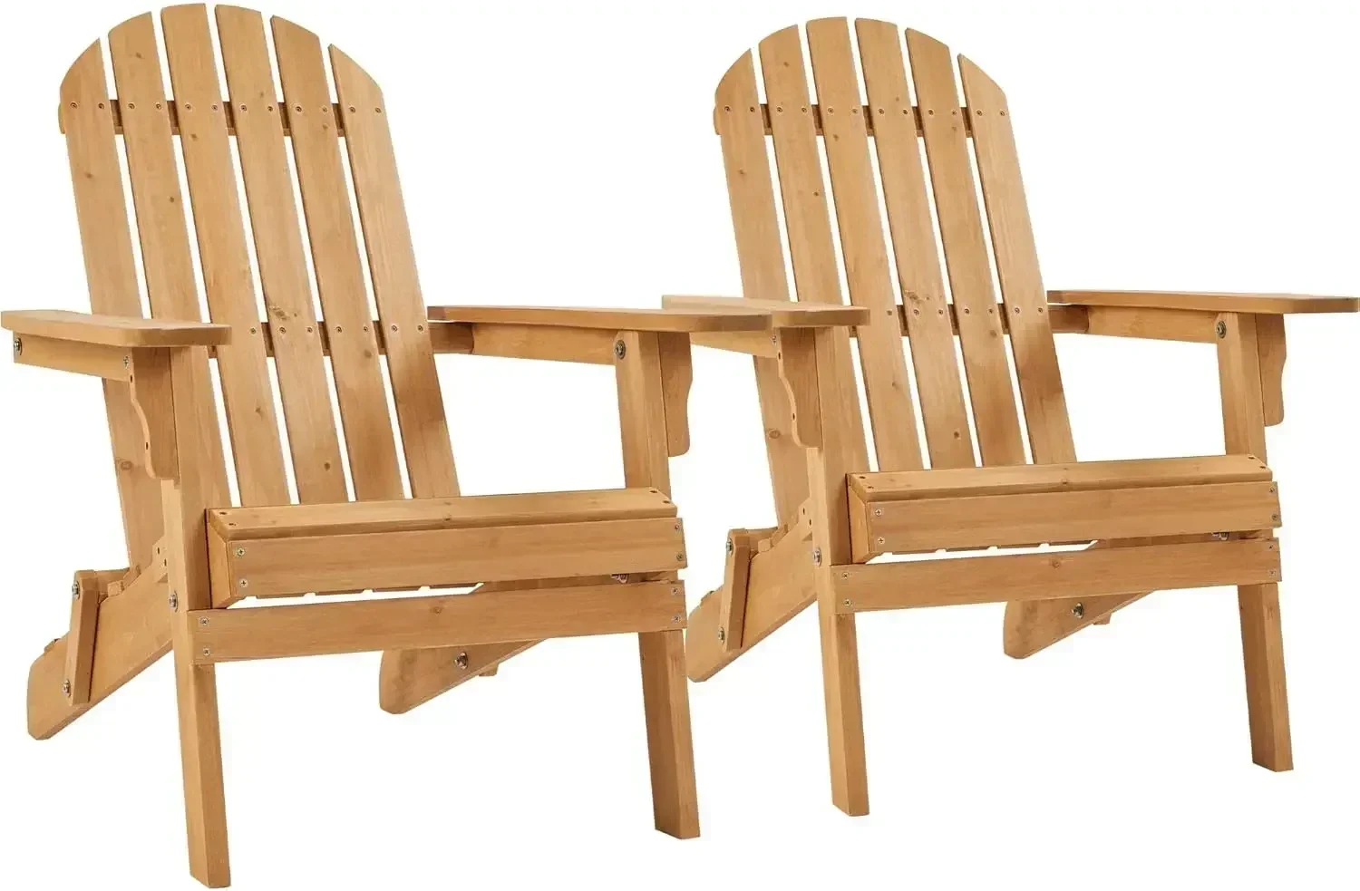 

Folding Adirondack Chair Set of 2 Outdoor, 300LBS Solid Wood Garden Chair， Fire Pit Lounge Chairs for Garden/Yard/Patio/Lawn,