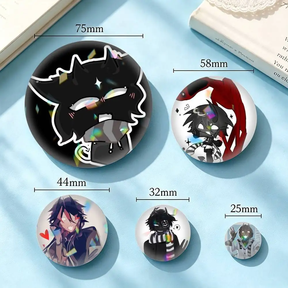 Twixxel-S Half Demon 25mm 32mm 44mm 58mm 75mm Brooches Badges Pins for Accessories Gift