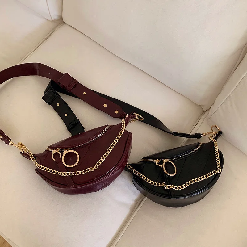 Women New Fashion Shoulder Bag Waist Packs Chain Bag Jiaozi Bao Trend Lady High Quality Crossbody Bag Web Celebrity Small Bags