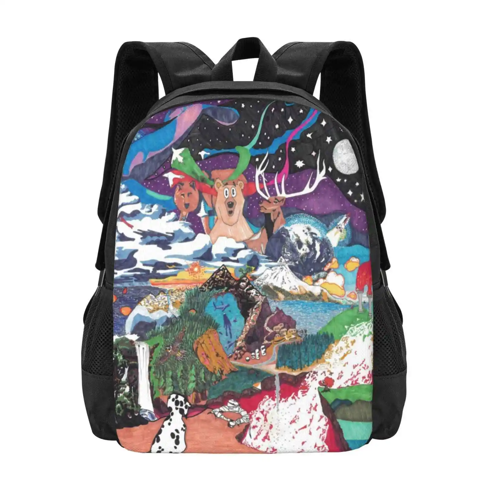 The Fabric Hot Sale Schoolbag Backpack Fashion Bags Science Space Time Native Colors Colorful Psychedelic Abstract Modern Water