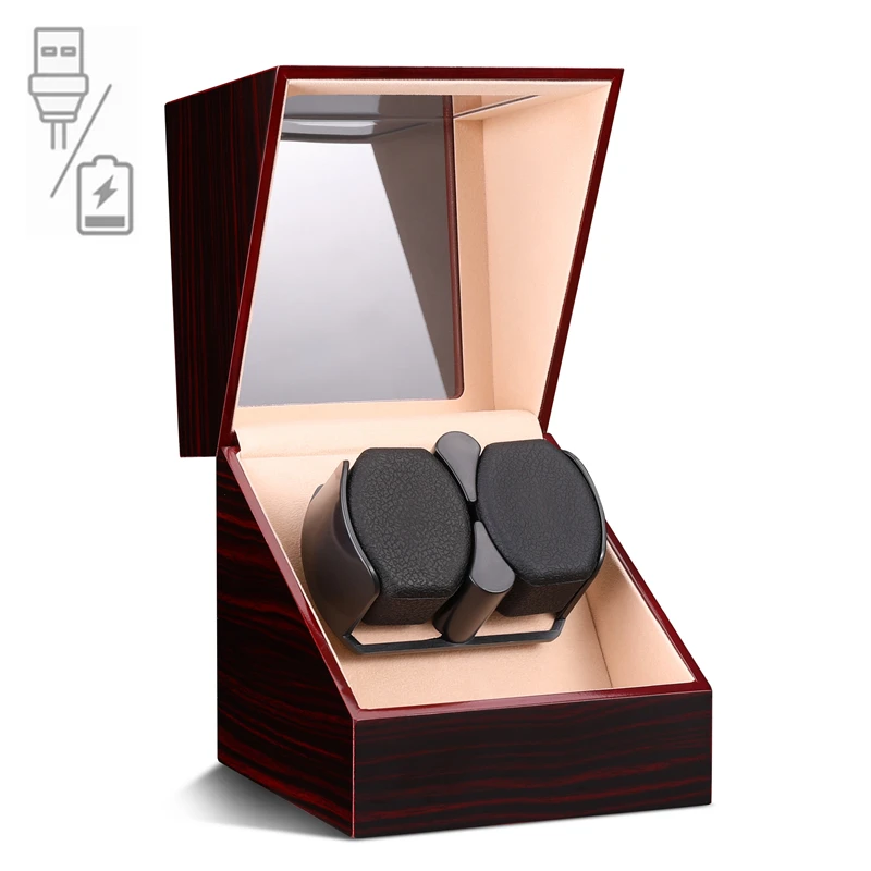Embers Luxry enkele watchwinder batterij houten shaker horlogedoos automatische opwinder glazen opbergdoos Mabuchi Motro - afbeelding 1