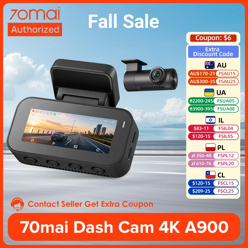 70mai 4K Dash Cam A900 Dual 4K HDR 4G