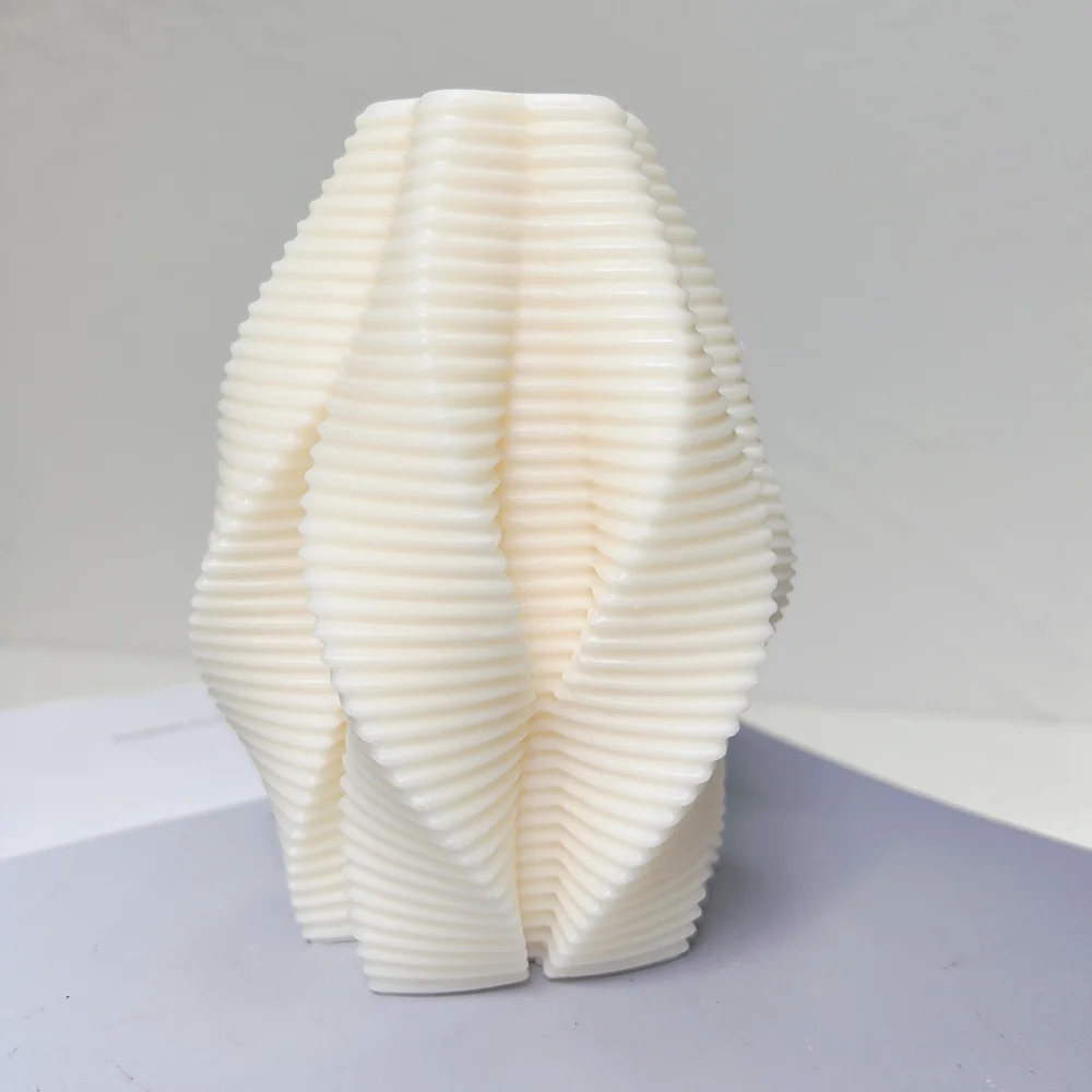 Ribbed Swirl Silicone Candle Mold Geometric Wave Twirl Silicone Mould Taper Abstract Art Decorative Wavy Stripe Soy Wax Molds