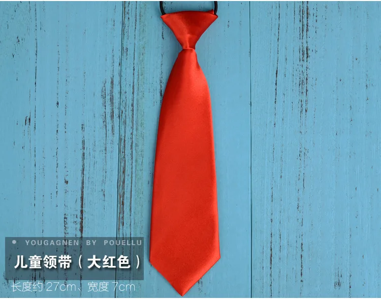 28cm solid color rubber band small tie monochromatic children's  short tie boys accessories school uniform