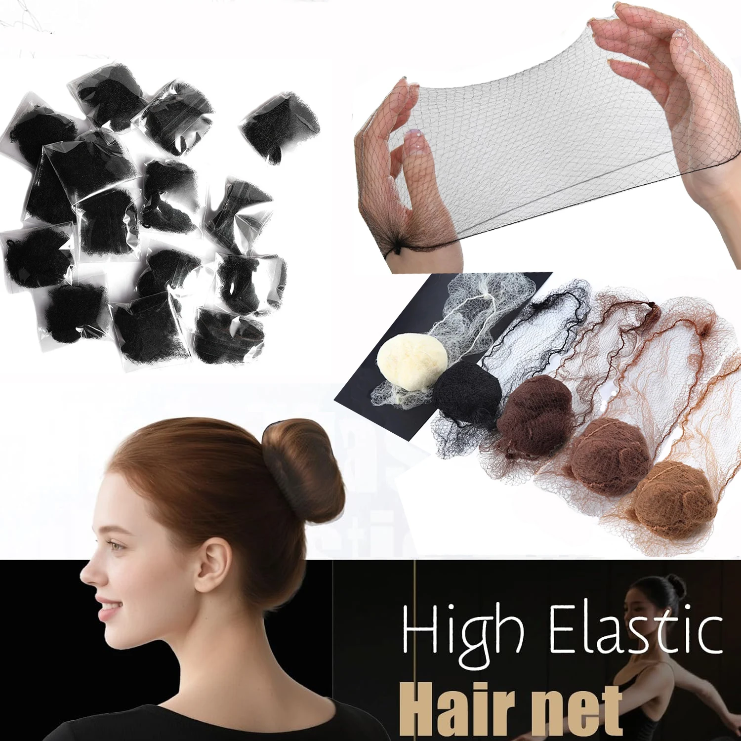 

10/30/100 шт., нейлоновая сетка для волос высшего качества, звездные танцевальные булочки/наращивание волос, плетеная шапочка, сетки для волос