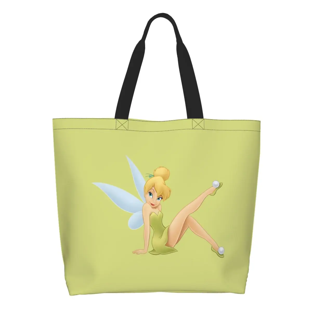 

Custom Reusable Tinker Bell Shopping Bag Women Canvas Shoulder Tote Bag Washable Cartoons Groceries Shopper Bags