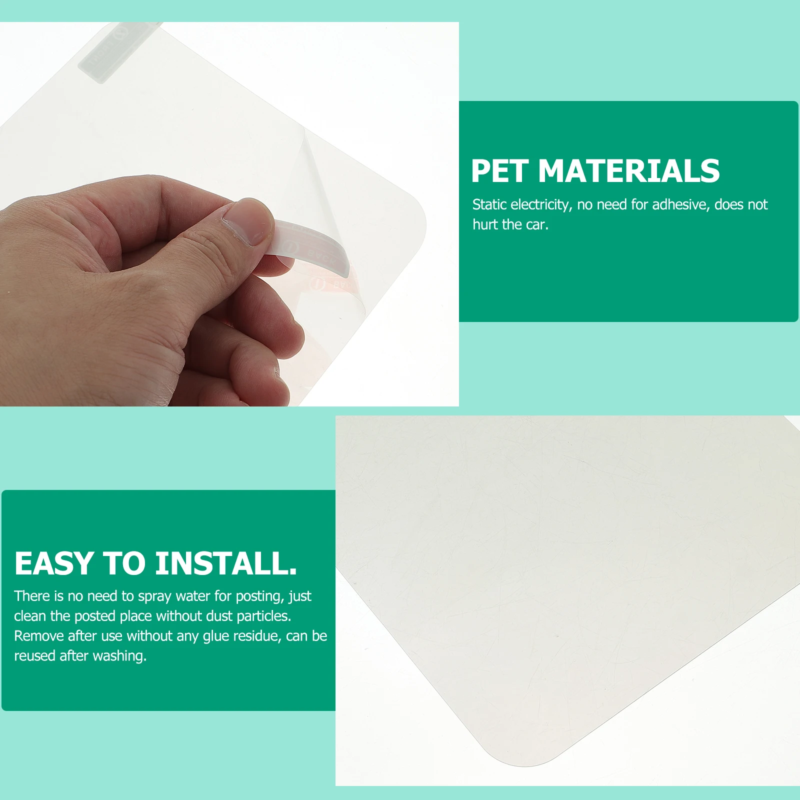 

2Pcs Reflective Film 150x130mm Clear Display Car Windscreen PET No Wrinkle Reusable Automotive Electronics