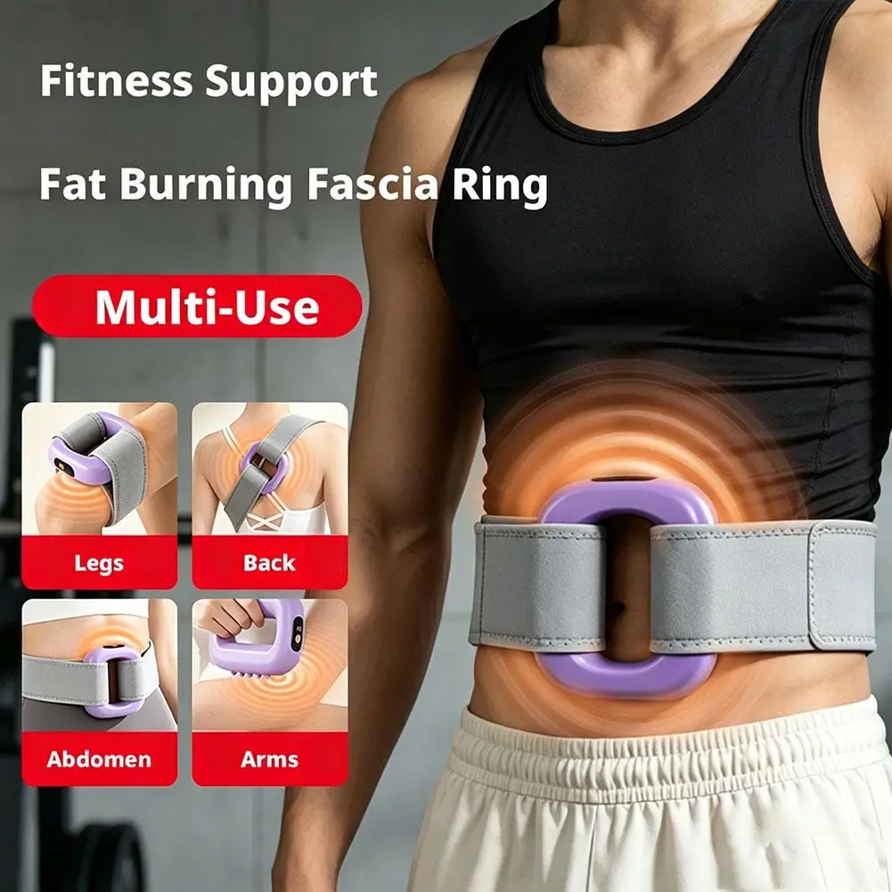 High Intensity Fascia Ring Massager Cordless Deep Tissue Vibration Massager with Portable Belt for Waist Home Gym Lose Weight
