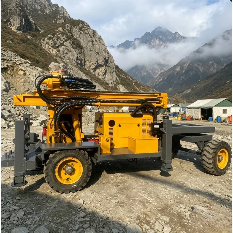 Customized Water Well Drilling Rig Portable Wheeled Pneumatic Borehole 200M Depth Water Well Rig Diesel Engine Rock Mine Drill