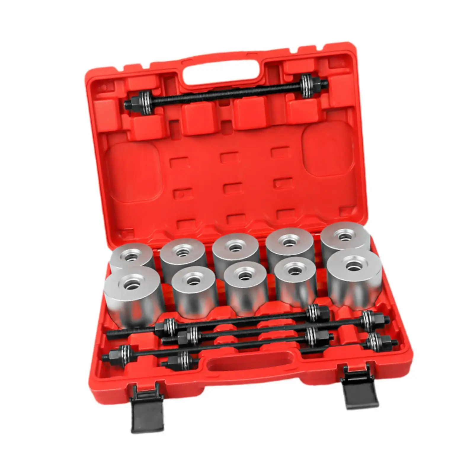 Kit genérico de manga de puxar e imprensa com caixa de armazenamento, conjunto de ferramentas de inserção de remoção de rolamento de arbusto de aço conveniente para veículos lcv