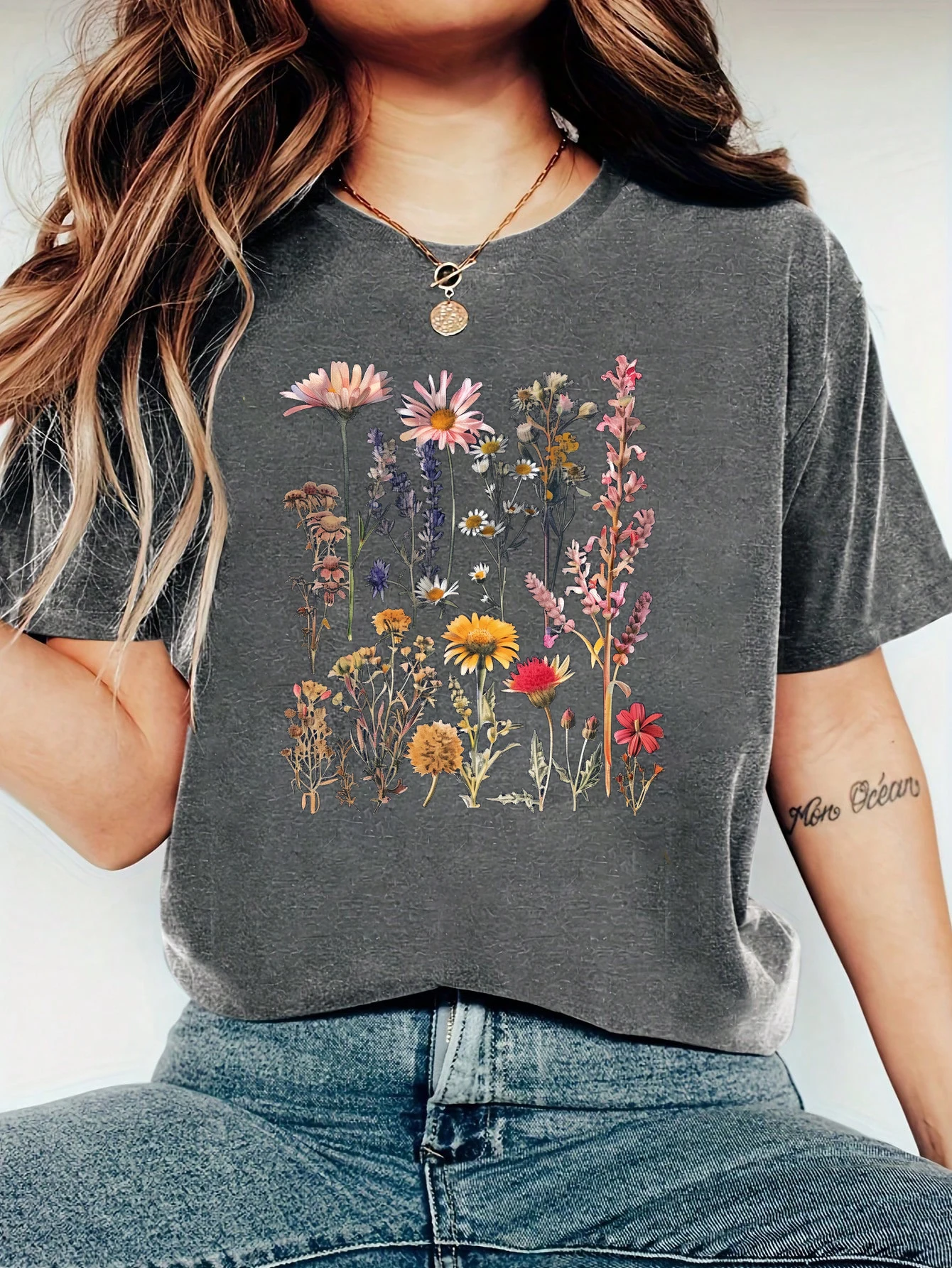 Harajuku Flowers and Plants Vintage Women T Shirt Short Sleeve Crew Neck Summer Tshirt Tops for Women Clothes