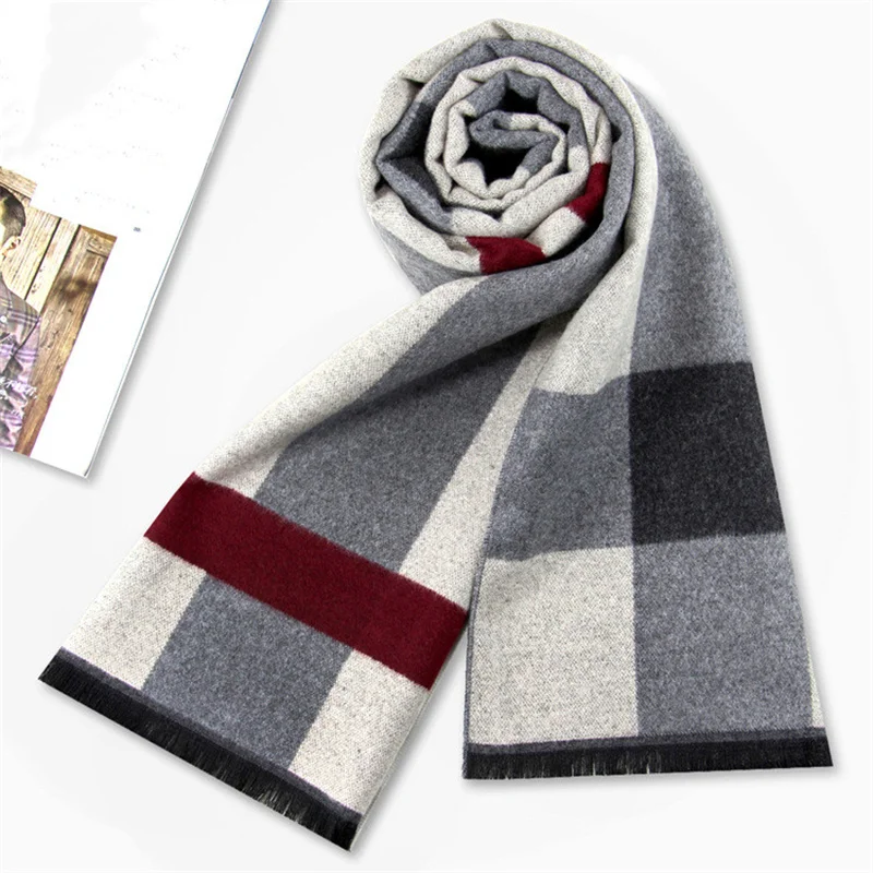 2022 New Fashion Plaid Men Scarves Autumn Winter Pashmina Thick Warm Cashmere Scarf Men\'s Business Long Wraps Classic Shawl