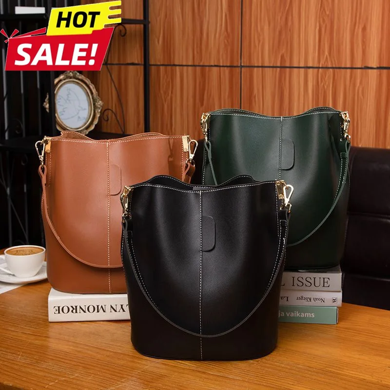 

New Women's Version of Trendy Fashion Commuting Large-capacity Bucket Bag Simple and Versatile Shoulder Messenger Handbag Casual