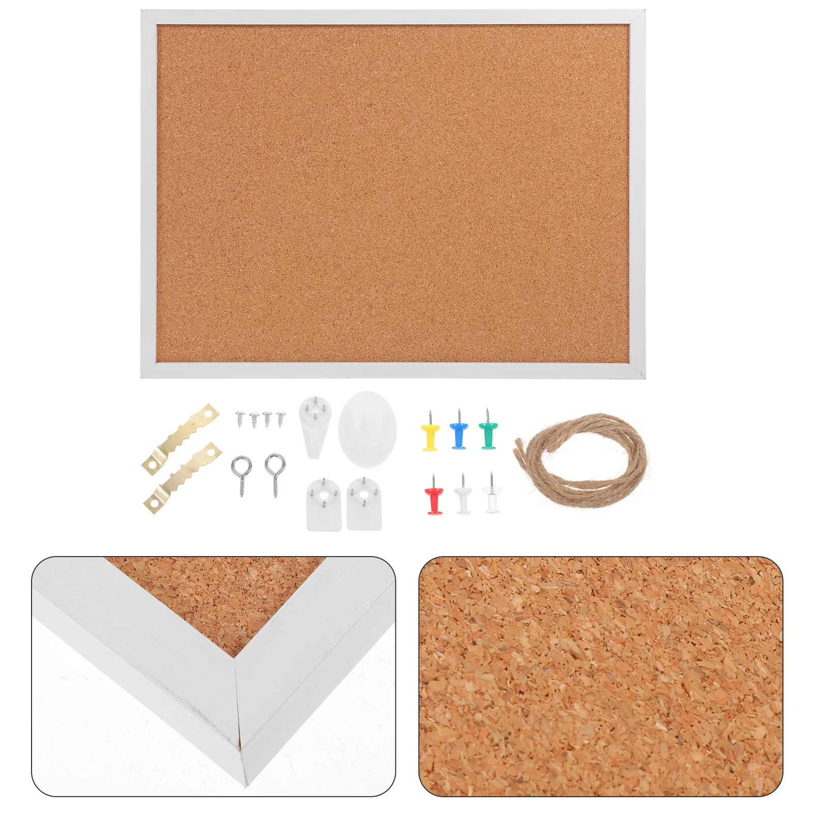 

White Framed Cork Board Bulletin Boards Decorative Message for Walls Coasters Note Small Office