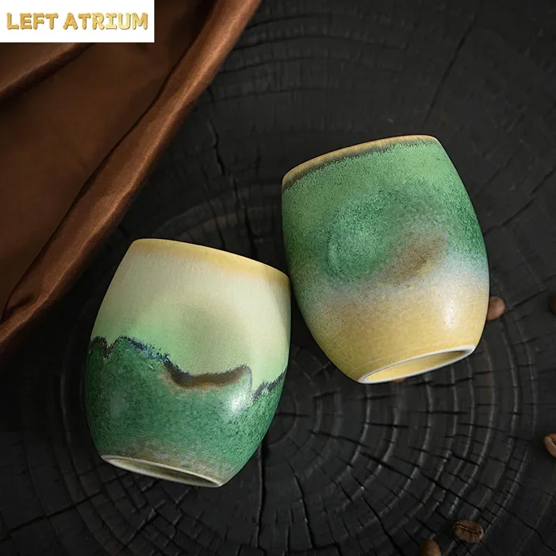 Green, Qingshan-Semi-Colorful Ceramic Concentrated Coffee Cup, Tea Cups, Master Creative, Slightly Luxury Colored Glaze, 230ml