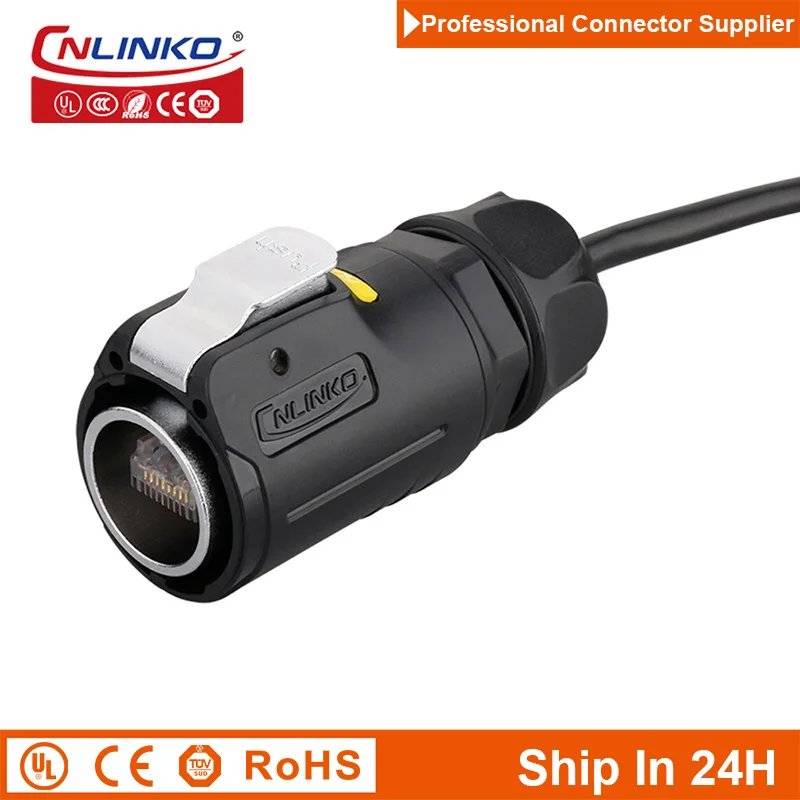 Cnlinko LP24 Plastic M24 Waterproof Ethernet 8pin Cat5e RJ45 Signal Connector Plug Receptacle for Network Telecom LED Billboard