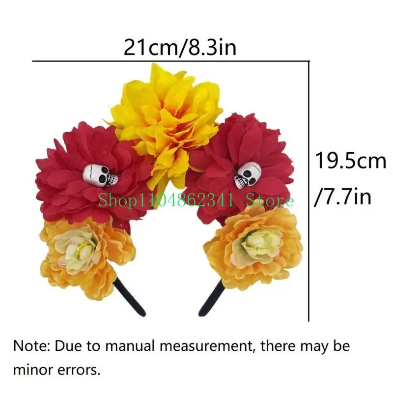 5ASD مصنوعة يدويًا روز ساحرة أزياء جمجمة الحفلات القديسين تلعب دور الرأس #6