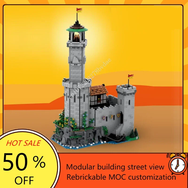 3398PCS Customized MOC Medieval Lion Knight Castle Fortified Lighthouse Model Building Blocks Bricks Assembly Toy Holiday Gifts