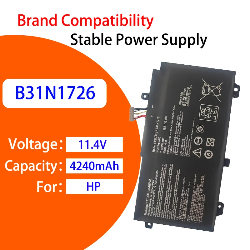 

Премиум-аккумулятор B31N1726 для ASUS FX80GE FX80GM FX86FE FX86FM FX504 FX505 11.4V 4240mAh, перезаряжаемая сменная батарея для ноутбука