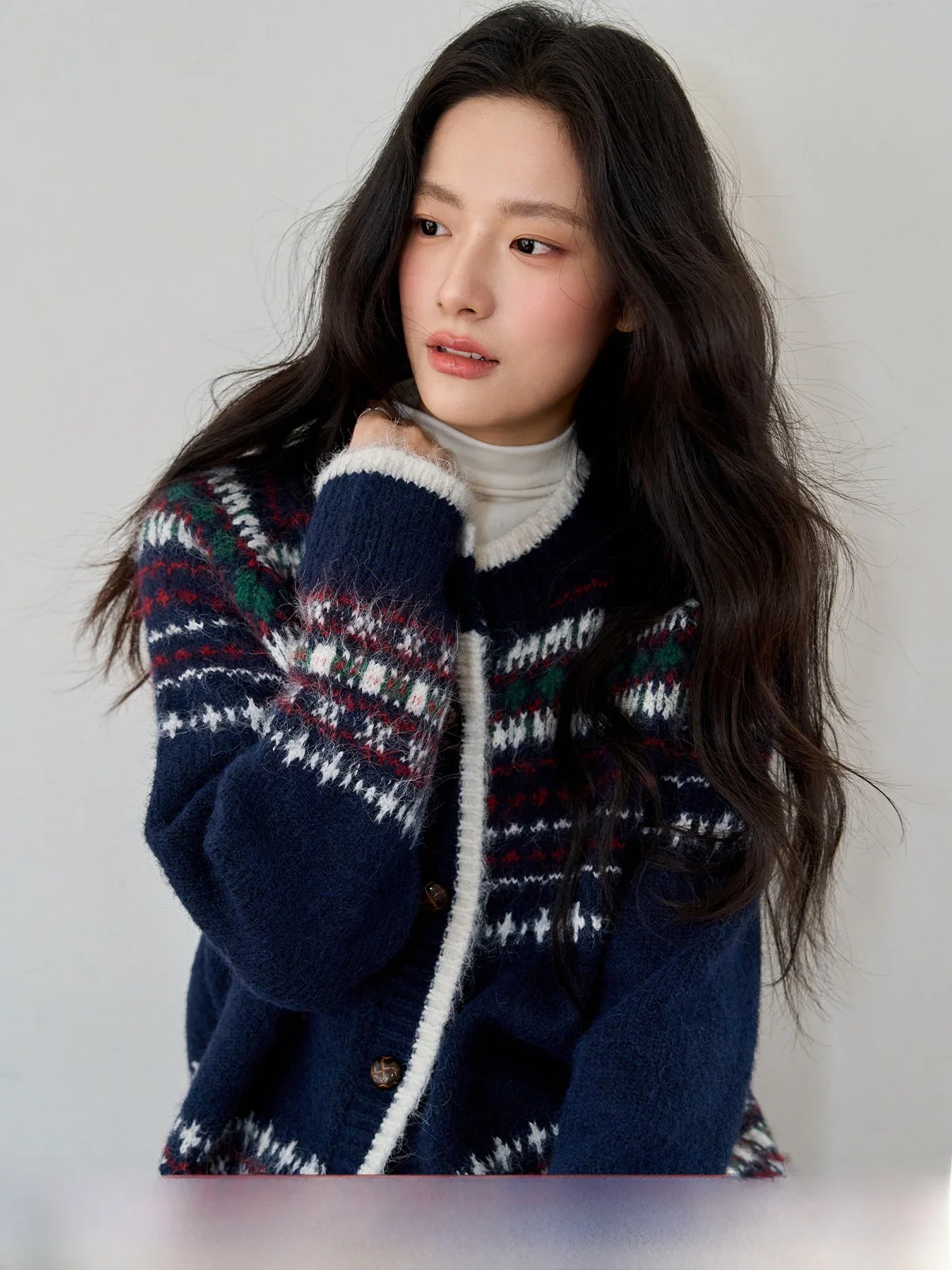 

Loose Long Sve Knitted Sweater Cardigan Women's Autumn Winter Lazy round Ne Slimming Outerwear Comfortable Polyester Blend