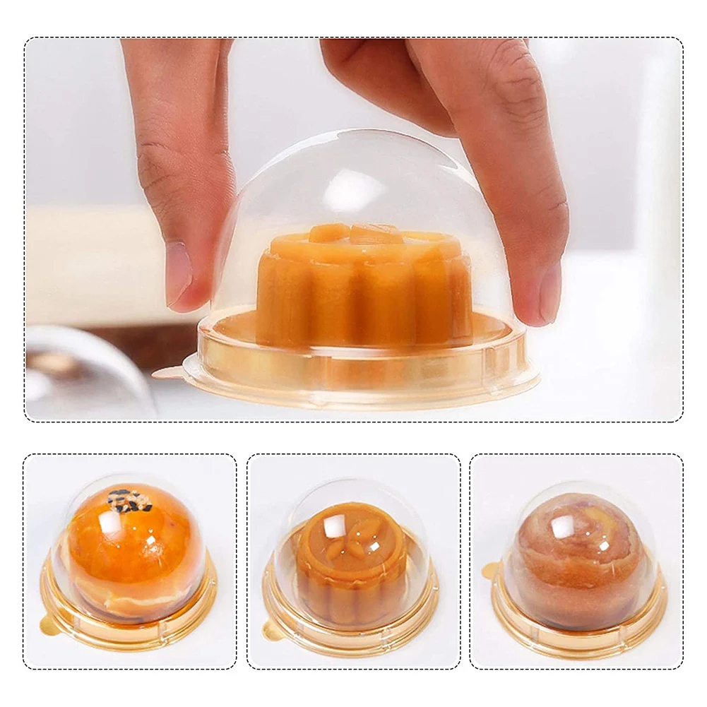 Boîte à Gâteaux Mini Chi en Plastique Transparent, Conteneur à Dessert Rond pour Gâteau de Lune, Biscuits, Muffins, Boîte breton, 100 Pièces