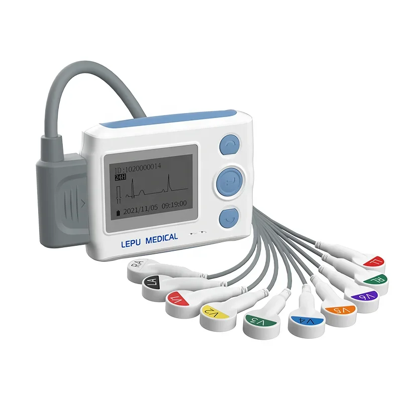 LEPU Medical Dynamic 12 Channel 24 hours ECG / EKG Holter Recorder Systems Monitor with Professional Software Analyzer