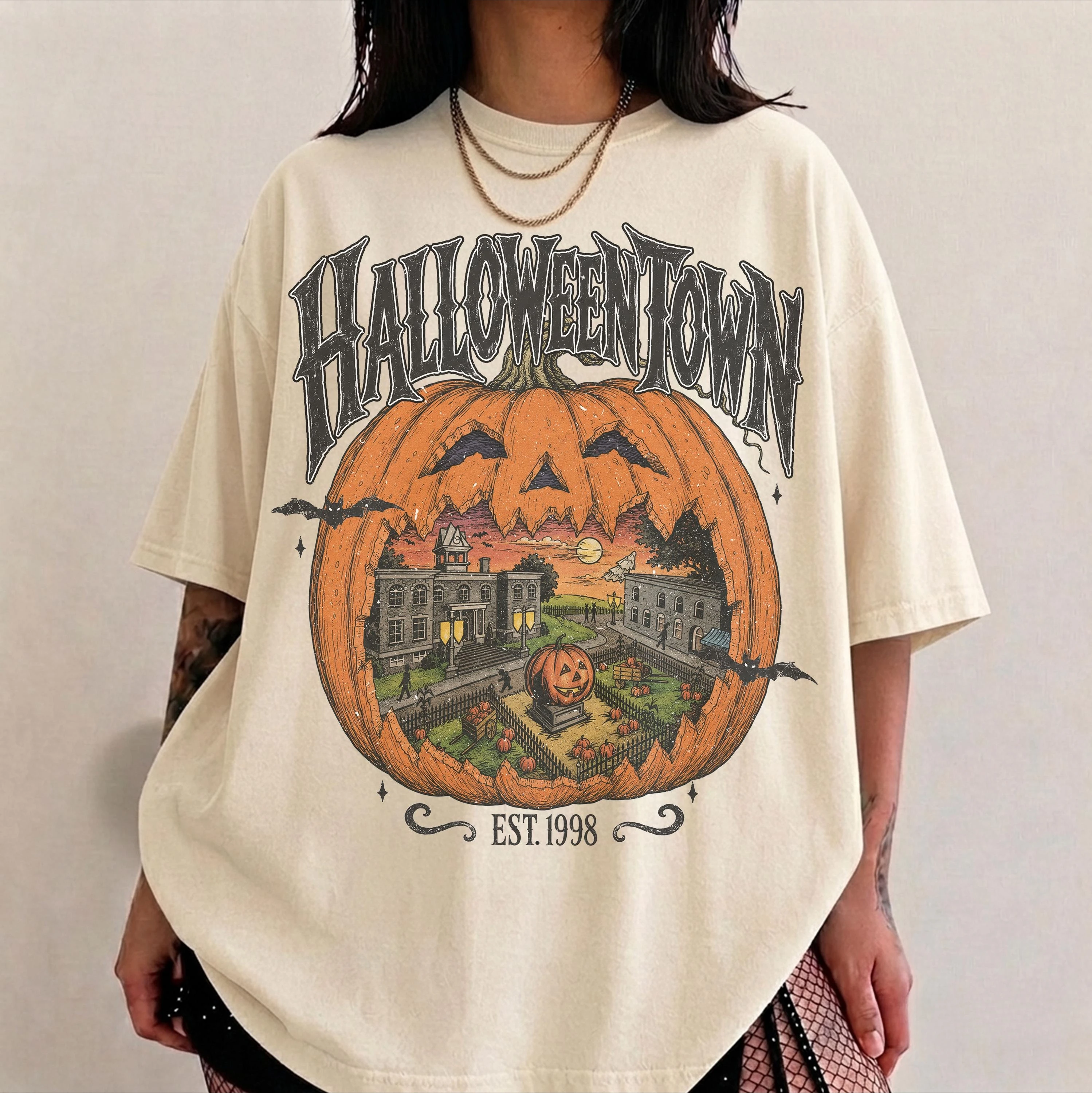 Vintage Halloweentown T-Shirt Women Men Classic Halloween Pumpkin Streetwear Short Slseeve Weird Season Halloween Cotton T Shirt