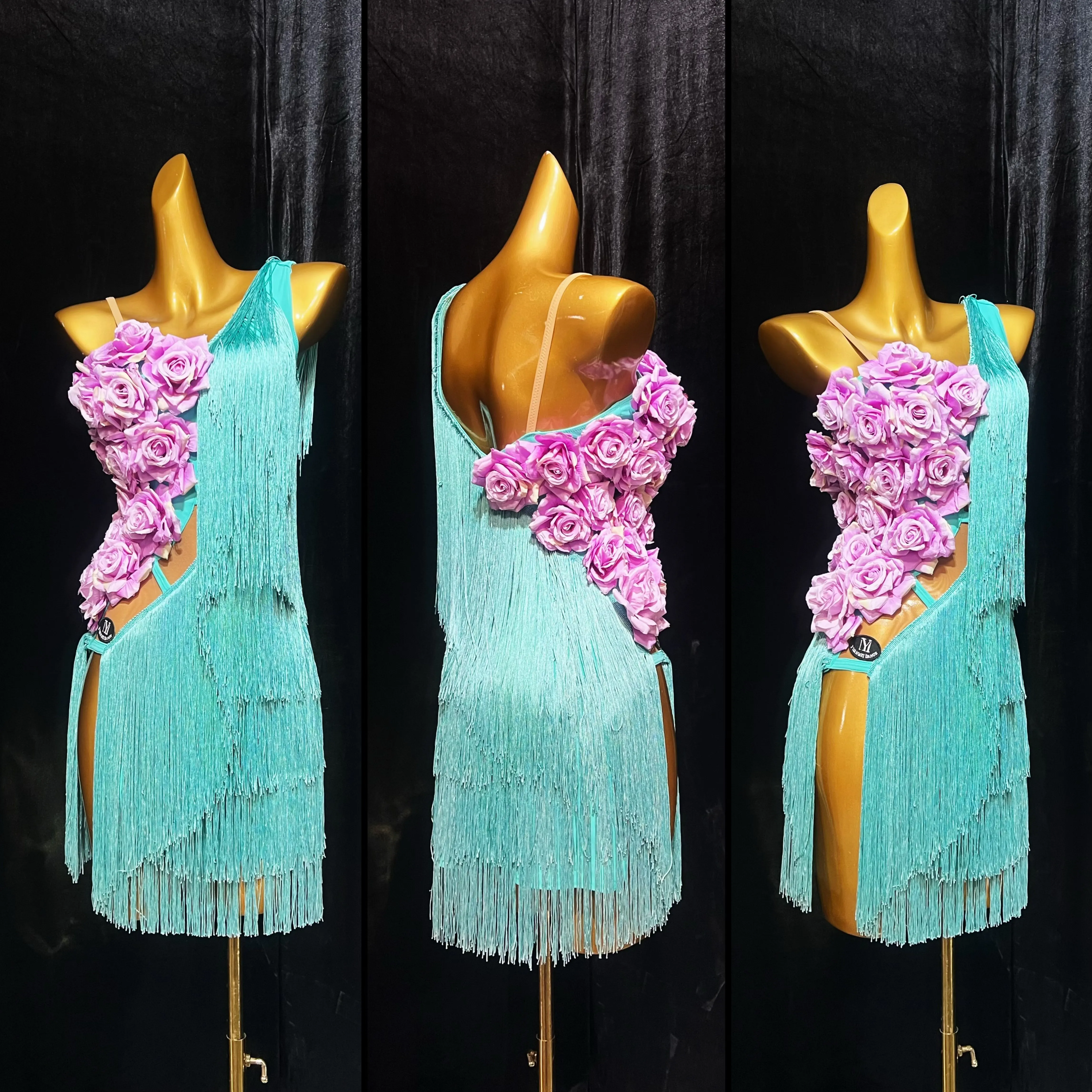 New Custom Lake Blue Latin Dance Fringe Dress Blackpool Performance Competition Costume for Women