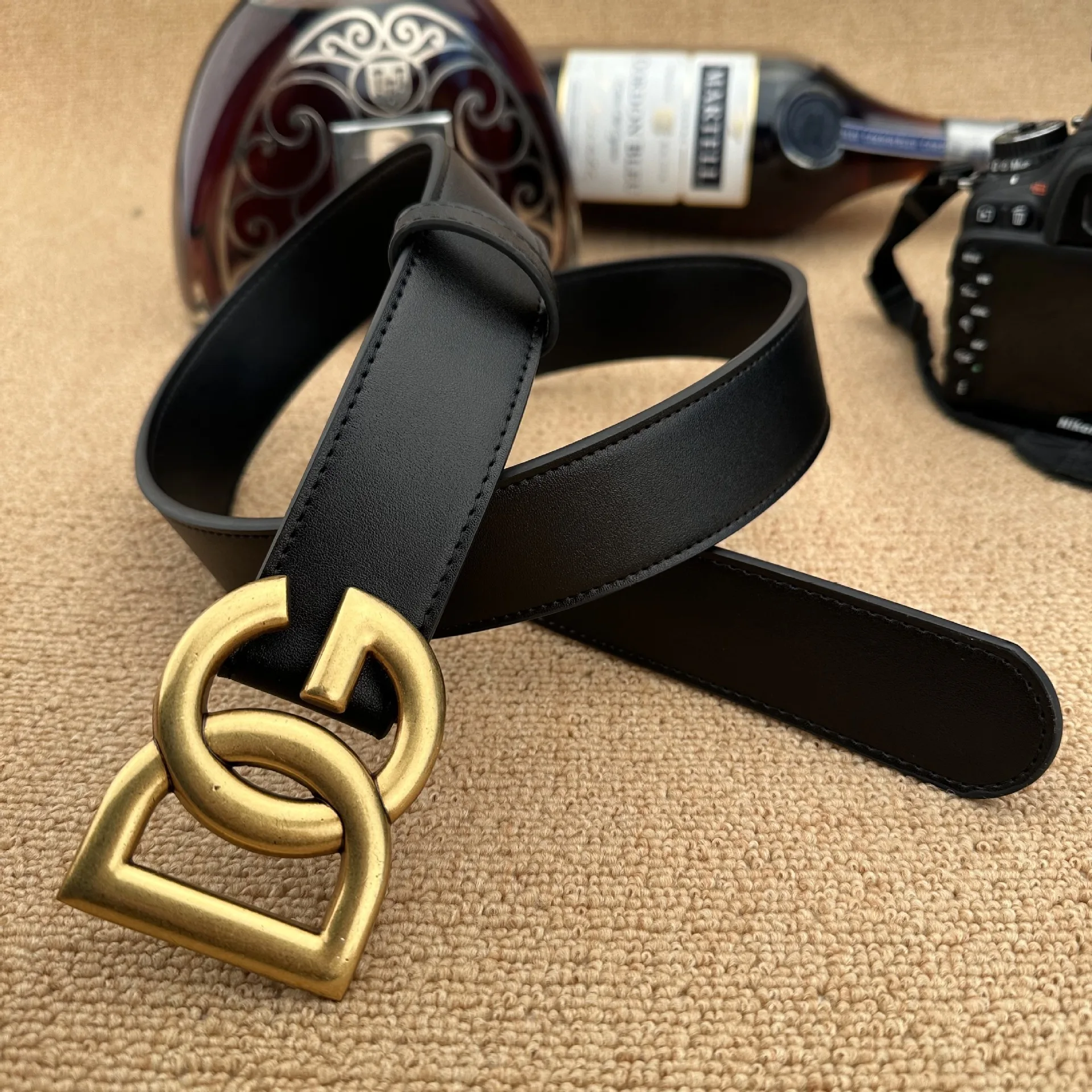 حزام حرف DG بتصميم العلامة التجارية الفاخرة، حزام من الجلد الطبيعي عالي الجودة، حزام ترفيهي للأعمال للرجال والنساء