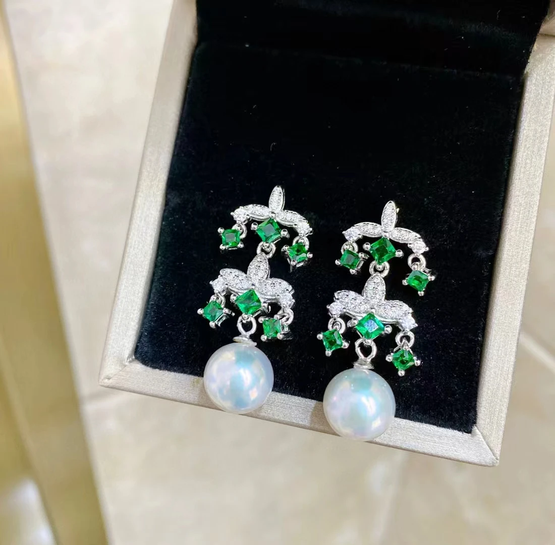

Серьги с жемчугом MJ, Изящные Ювелирные изделия, искусственное серебряное круглое украшение 10-11 мм, натуральный пресноводный белый жемчуг, висячие серьги-подвески, подарок