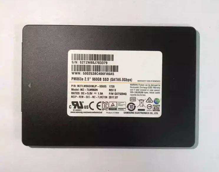 For PM863a 960G MZ7LM960HMJP-00005 SATA MZ-7LM960 Solid State Drive