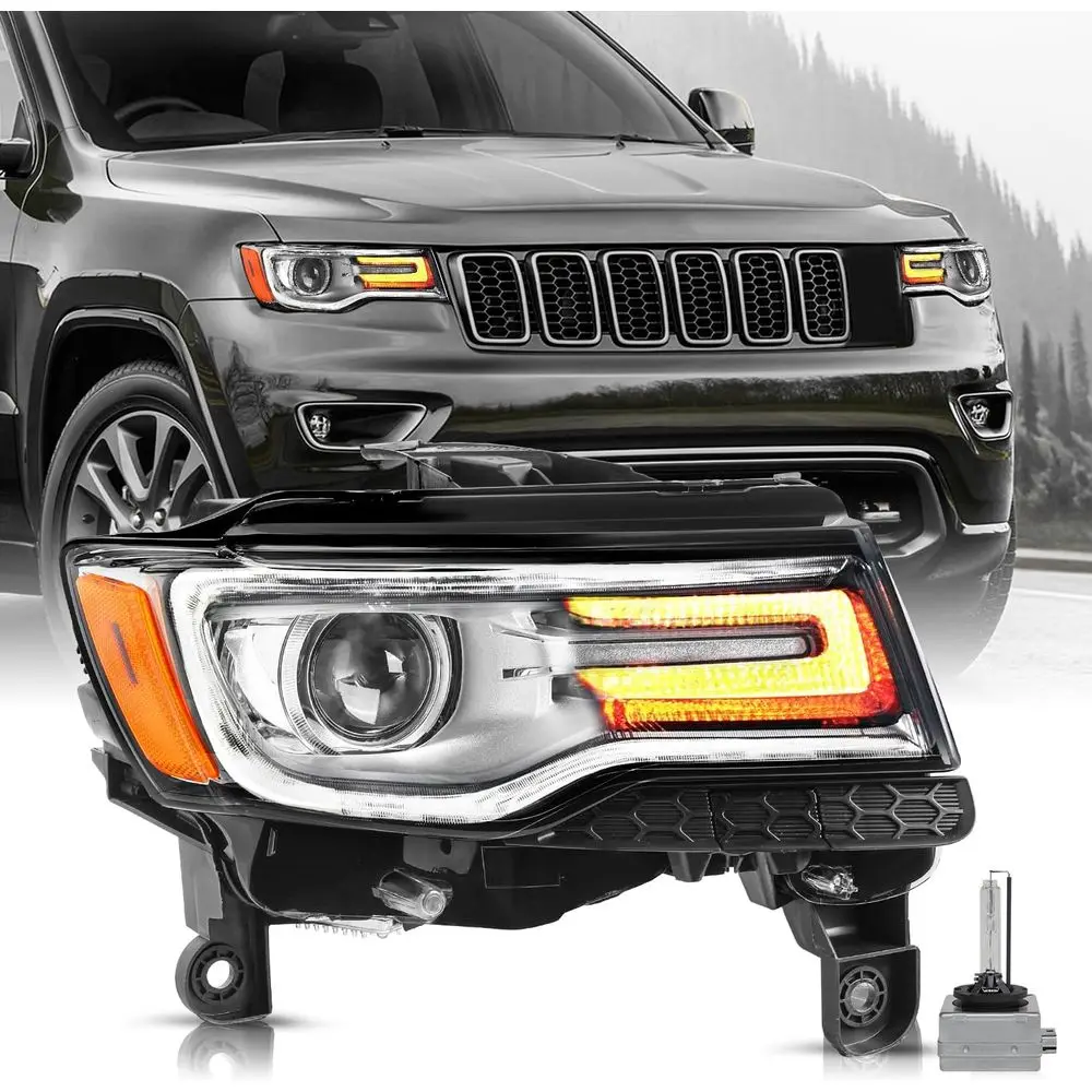 

HID Xenon Headlight Assembly Replacement for 2014-2021 Jeep Grand Cherokee HID Projector Headlamp[not applicable to halogen Mode