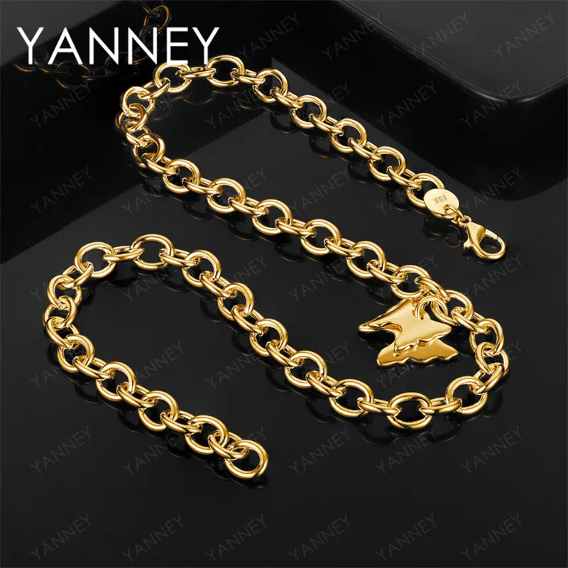 

Стерлингового серебра 925 пробы, золото 18 карат, изысканное двухслойное ожерелье с подвеской в виде бабочки, женское праздничное свадебное подарочное ювелирное изделие, аксессуары