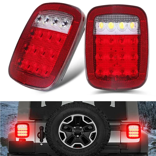 Imagen 1 del producto Par de 38 LED freno trasero Universal parada de giro licencia luces de marcha atrás combinación trasera para Wrangler YJ TJ CJ camión remolque B