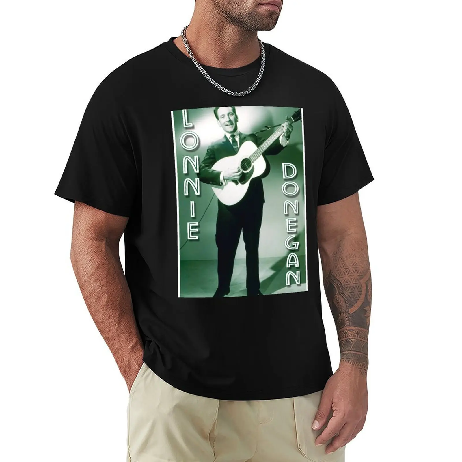 Camiseta Lonnie Donegan de talla grande, básica, de manga corta