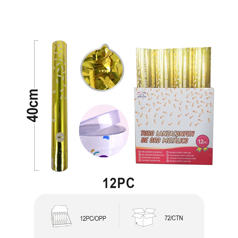 

Gold mirror with gold square fireworks 30CM-60M per piece, 12 pieces per pack, suitable for birthday parties and grand events