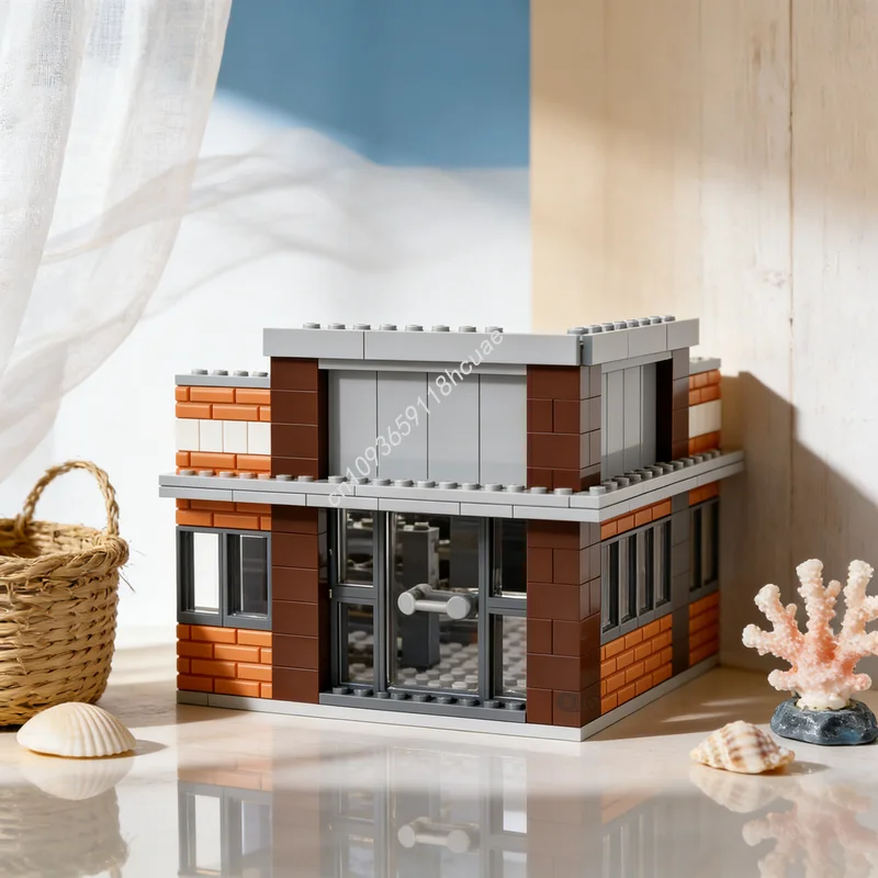 211-teiliges MOC City Aldi-Laden Modellbausatz Konstruktions-Weihnachtsgeschenk Zusammenbaubarer DIY Kreativ-Ideen Bildungsspielzeug für Kinder