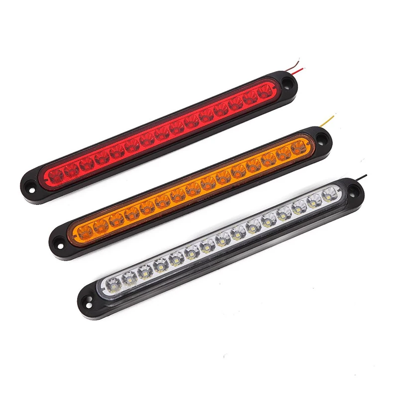 15LED 25cm Amber Red White Taillights Rear fog Light Stop Brake Lamp For Truck Trailer Lorry 12V Third Brake Light Rear Light