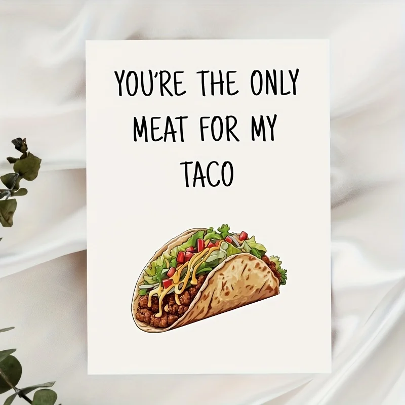 1pcs Taco Interesting Birthday Text Card with Envelope Fun Gift Blessing Message Holiday Commemorative Card Suitable for Anyone