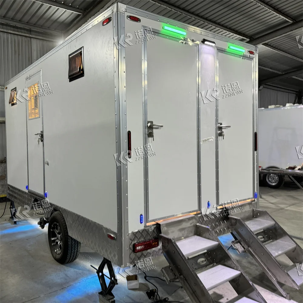 New Design Portable Mobile Toilet Restroom Trailer Portable Toilet Bathroom Commercial Washroom Trailer with Multiple Stalls