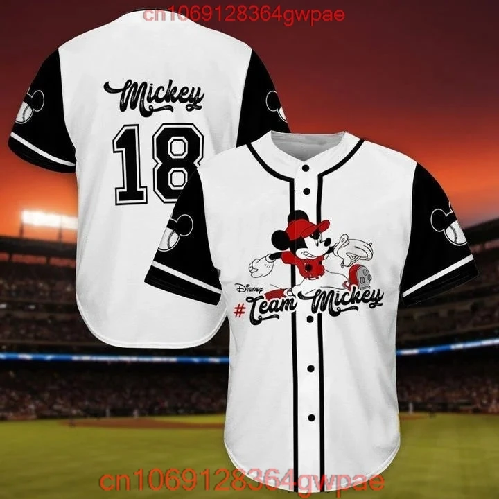 Disney Mickey Mouse Baseball Jersey Men\'s Casual Sports Short Sleeve Jersey Custom Name Walt Disney World Baseball Jersey Tops