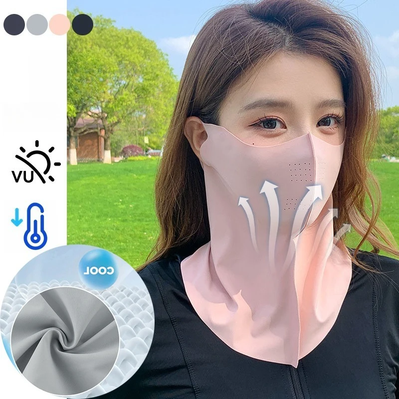 Ледяной шелк, солнцезащитный крем, 3D маска для лица для активного отдыха, защита от ультрафиолета, полнолицевая крышка, летние виды спорта, велоспорт, пляж Ледяной шелк, солнцезащитный крем, 3D маска для лица для активного отдыха, защита от ультрафиолета, полнолицевая крышка, летние виды спорта, велоспорт, пляж