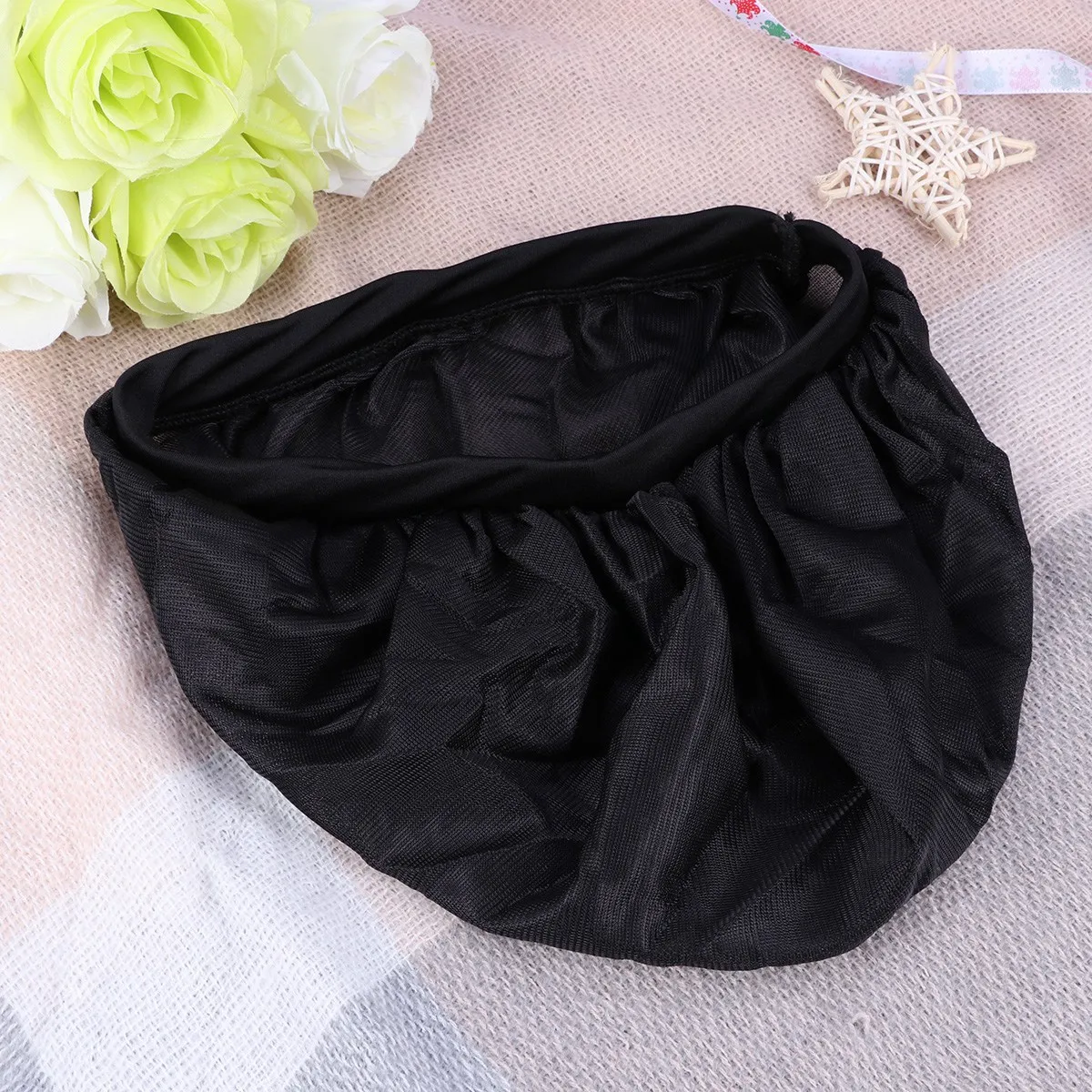 

Satin Bonnet Sleep Cap Women 30cm Diameter Soft Tricot Fabric Long Hair Anti Frizz Hair Hat Home Use