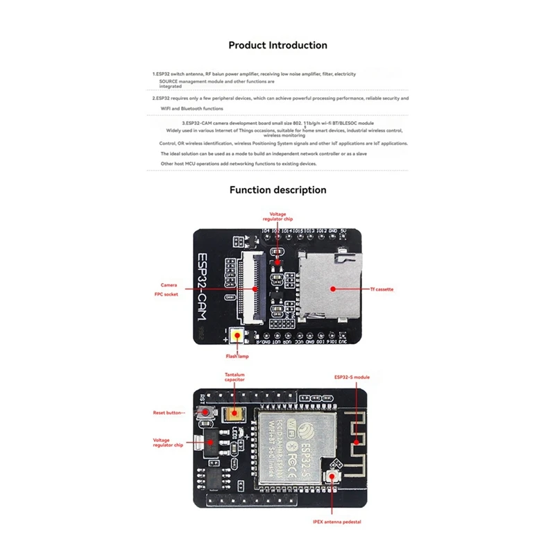 ESP32-CAM papan pengembangan modul Wifi + kamera OV2640 ESP32 WIFI Bluetooth Iot Motherboard Dual-Core 32-Bit CPU