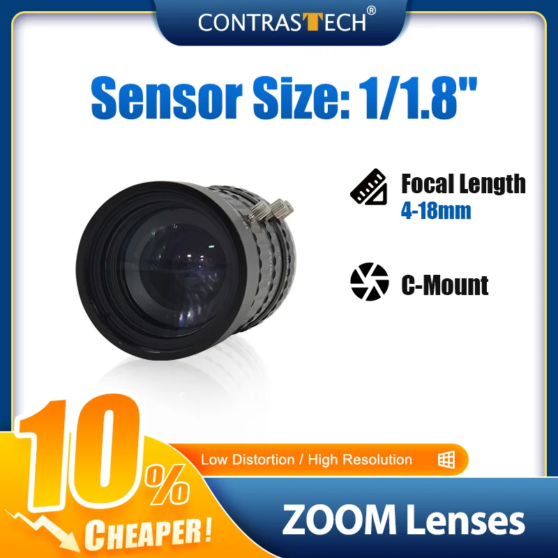 

1/1.8 "3 Мп с автоматической радужной оболочкой 4-18 мм C-Mount Ручной AICO Zoom Lens для OCR Camera Contrastech