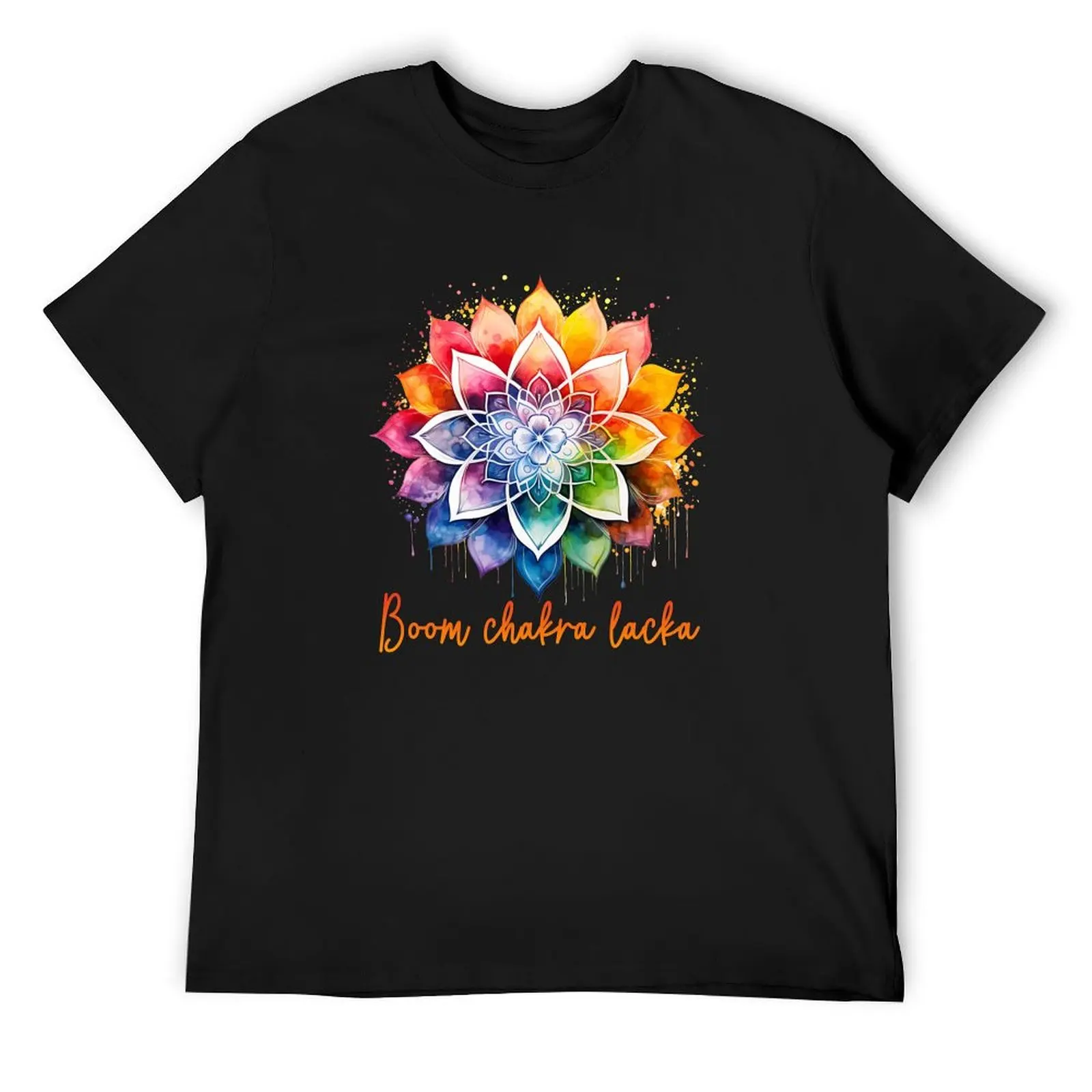 Boom Chakra Lacka Rainbow Zen Mandala Design T-Shirt Short sleeve tee sports fans funny t shirts men