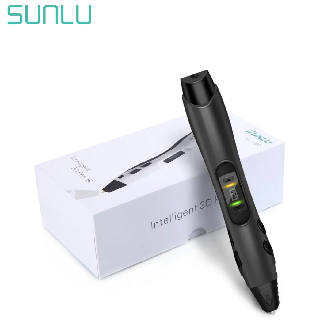 SUNLU-Bolígrafo 3D mágico SL-300, Color negro, bolígrafos de impresión 3D, compatible con filamento PLA/ABS de 1,75mm, para manualidades creativas y